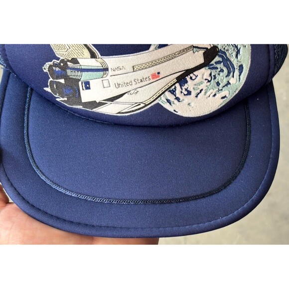 Vintage Kennedy Space Center Snapback Hat Blue Shuttle Rocket Mesh Foam Trucker - Picture 3 of 11
